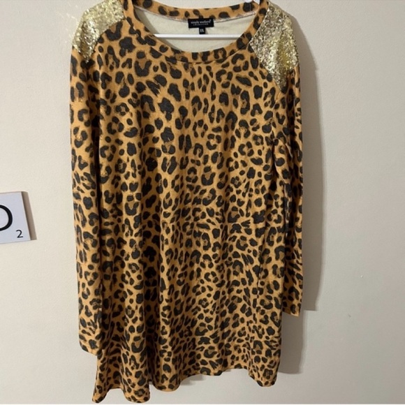 Simply Southern Leopard Print Top in Gold and Black tunic size xxl - Picture 1 of 3